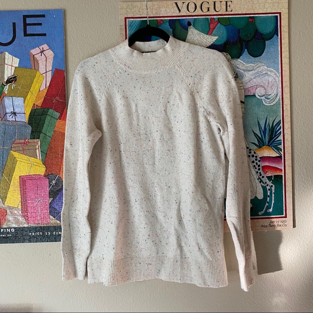Loft NWT confetti cream mock neck sweater